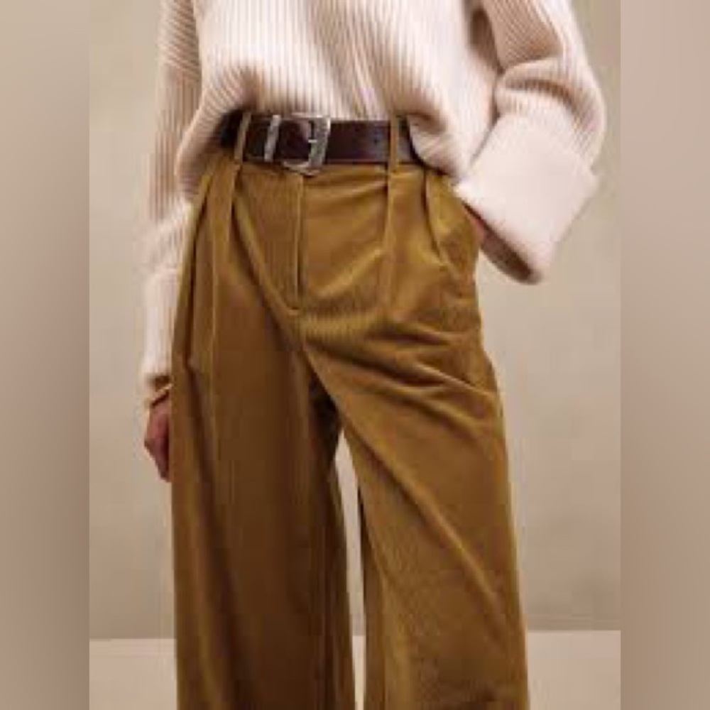 Banana Republic Wide Leg Corduroy Pants in Tan